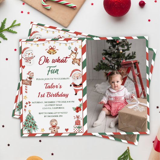 Wat leuk! Kerstman 1e verjaardag foto Kaart