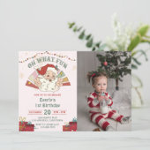 Wat leuk! Kerstman 1e verjaardag foto Kaart (Staand voorkant)