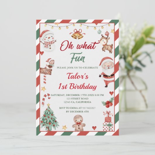 Wat leuk! Kerstman 1e verjaardag Kaart (Staand voorkant)