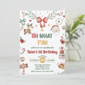 Wat leuk! Kerstman 1e verjaardagsfeestje Kaart (Staand voorkant)