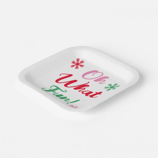 Wat leuk! Modern Feestelijk Script Kerstfeest Papieren Bordje (Gebogen)