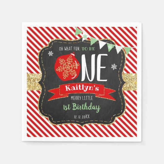 Wat leuk om er eentje te zijn! Eerste Kerstdag Servet (Voorkant)