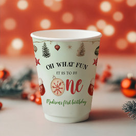Wat leuk om kerst eerste verjaardag te vieren papieren bekers