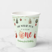 Wat leuk om kerst eerste verjaardag te vieren papieren bekers (Voorkant)