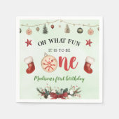 Wat leuk om kerst eerste verjaardag te vieren servet (Voorkant)