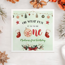 Wat leuk om kerst eerste verjaardag te vieren servet