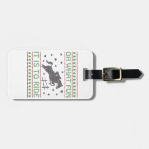 Wat leuk om lelijk Kerstpaard te rijden Bagagelabel