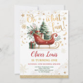 Wat leuk | Rode Gouden Winter Wonderland Verjaarda Kaart (Voorkant)