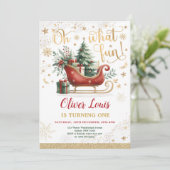 Wat leuk | Rode Gouden Winter Wonderland Verjaarda Kaart (Staand voorkant)