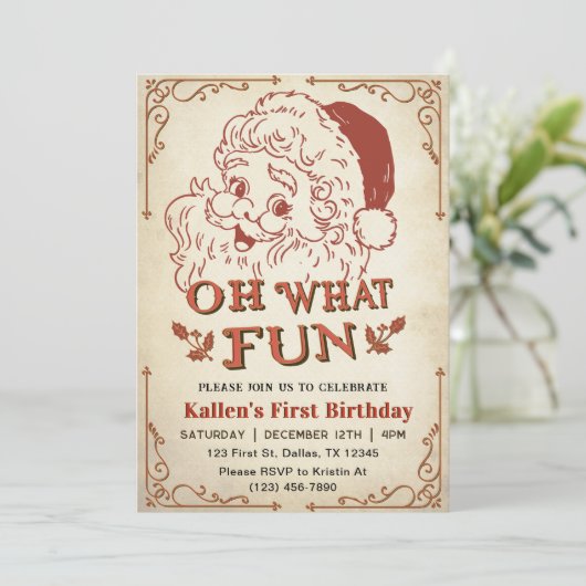 Wat leuk! Santa Retro Kerstfeest Kaart (Staand voorkant)