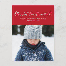 Wat leuk was het niet grappige foto feestdagenkaart