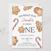 Wat leuk | Winter Kerstkoekje 1e verjaardag Kaart (Voorkant)