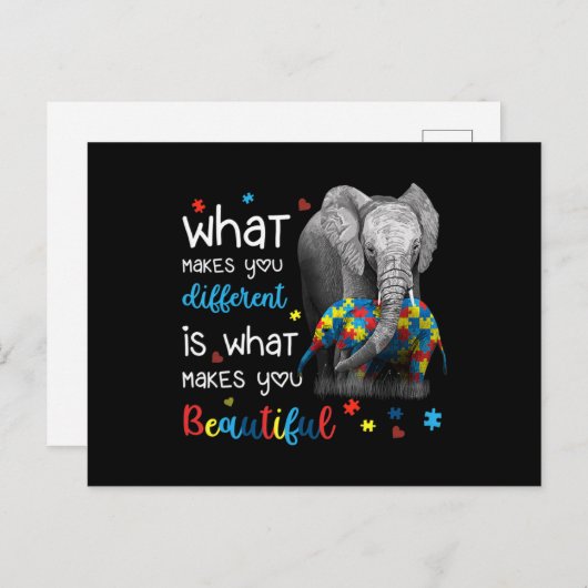 Wat maakt dat je verschillende ellephant mam-autis briefkaart (Voorkant / Achterkant)