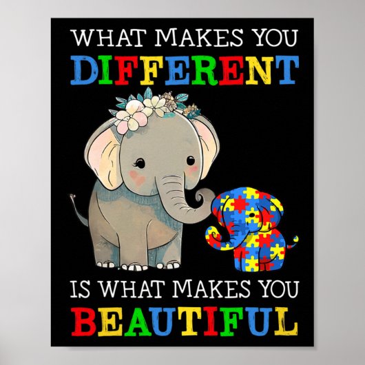 Wat maakt dat je verschillende ellephant mam-autis poster (Voorkant)