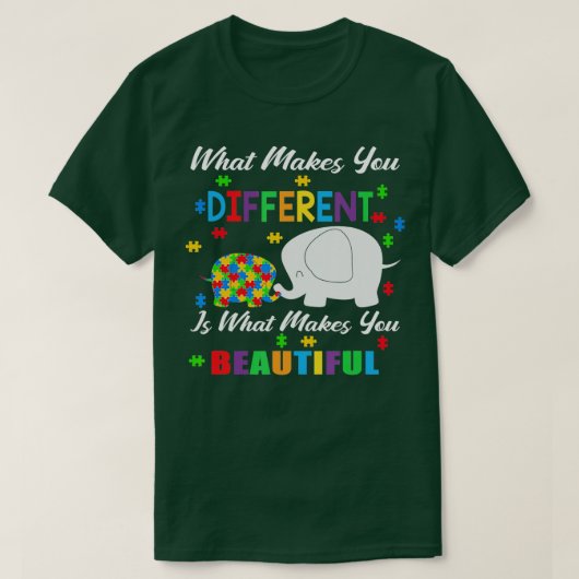Wat maakt je een andere Autisme Kind Elephant Mam T-shirt (Design voorkant)