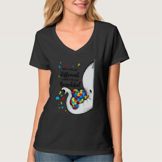 Wat maakt jou anders Olifant Moeder Autisme Kind T-shirt (Voorkant)