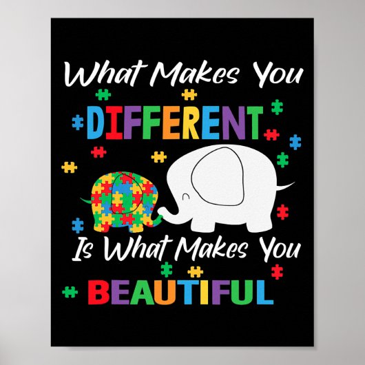 Wat maakt jou tot een ander Autism Child Elephant Poster (Voorkant)