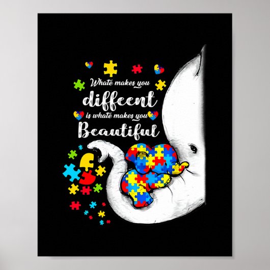 Wat maakt jou tot een ander Autism Child Elephant Poster (Voorkant)