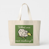 "Wat maken we?" Sheep Cartoon Project Bag Grote Tote Bag (Achterkant)