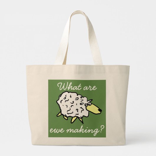 "Wat maken we?" Sheep Cartoon Project Bag Grote Tote Bag (Achterkant)