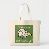 "Wat maken we?" Sheep Cartoon Project Bag Grote Tote Bag (Voorkant)