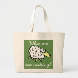 "Wat maken we?" Sheep Cartoon Project Bag Grote Tote Bag