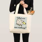"Wat maken we?" Sheep Cartoon Project Bag Grote Tote Bag (Voorkant (product))