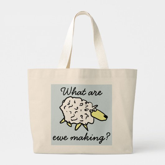 "Wat maken we?" Sheep Cartoon Project Bag Grote Tote Bag (Achterkant)