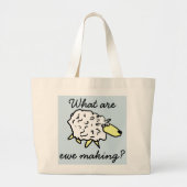 "Wat maken we?" Sheep Cartoon Project Bag Grote Tote Bag (Voorkant)