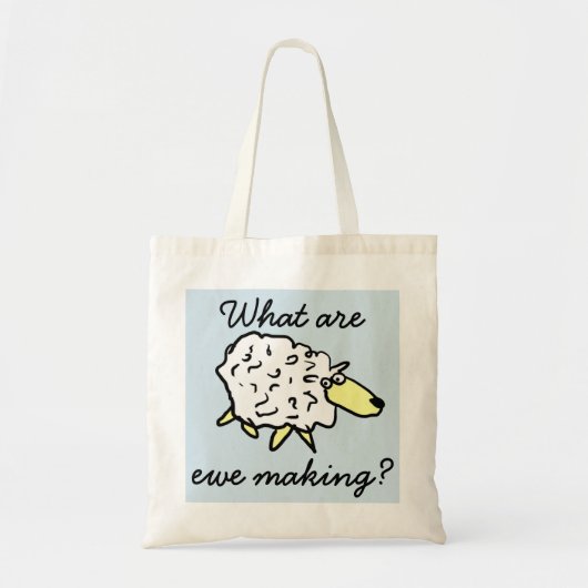 "Wat maken we?" Sheep Cartoon Project Bag Tote Bag (Voorkant)