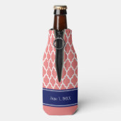 Wat Marokkaanse #4 CB Marine Naam Monogram Huwelij Flesjeskoeler (Fles Achterkant)