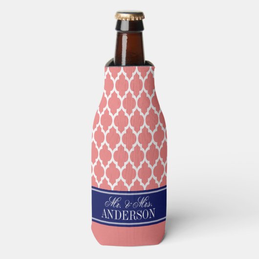 Wat Marokkaanse #4 CB Marine Naam Monogram Huwelij Flesjeskoeler (Fles Voorkant)