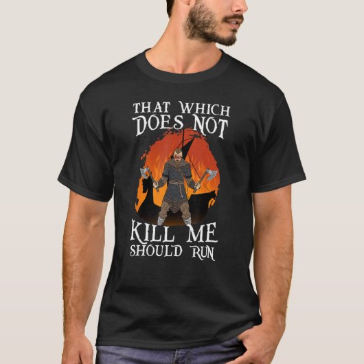 Wat me niet doodt, moet ik Valhalla runnen T-shirt (Voorkant)