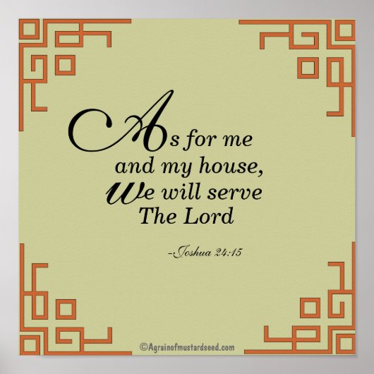 Wat mij en mijn huis betreft.. Bijbelprijsgebed Poster (Voorkant)