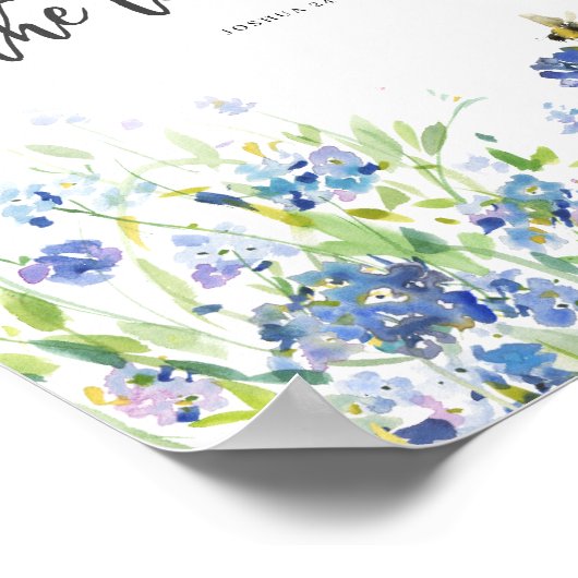 Wat mij en mijn huis betreft, moderne blauwe bloem poster (Hoek)