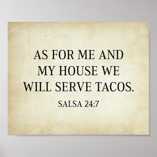Wat mij en mijn huis betreft, zullen wij Tacos die Poster (Voorkant)