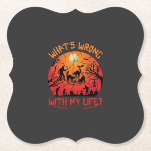 Wat Mis Is Leven Halloween Zwarte Katten Zombies G Kartonnen Onderzetters