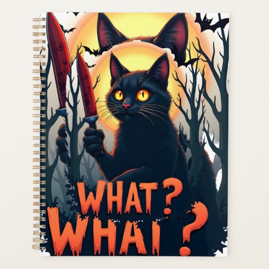 Wat Moorddadige Zwarte Kat Met Mes Kostuum Ha Planner (Voorkant)
