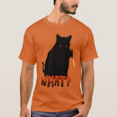Wat? Murderous Black Cat met Knife Halloween T-shirt (Voorkant)