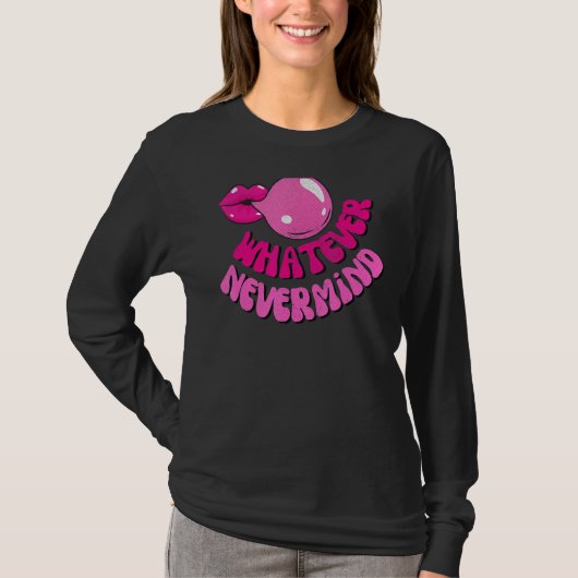 Wat Nevermind Y2k Roze Bubblegum Lips Retro D T-shirt (Voorkant)