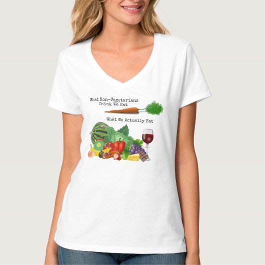 Wat niet-vegetariërs denken dat we eten... t-shirt (Voorkant)