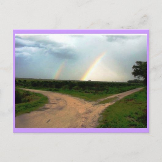 WAT NU, DUBBELE RAINBOW BIJ KROSSROADEN BRIEFKAART (Voorkant)