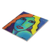Wat nu? Kleurrijk Abstract Portret van een Vrouw Tegeltje (Zijkant)