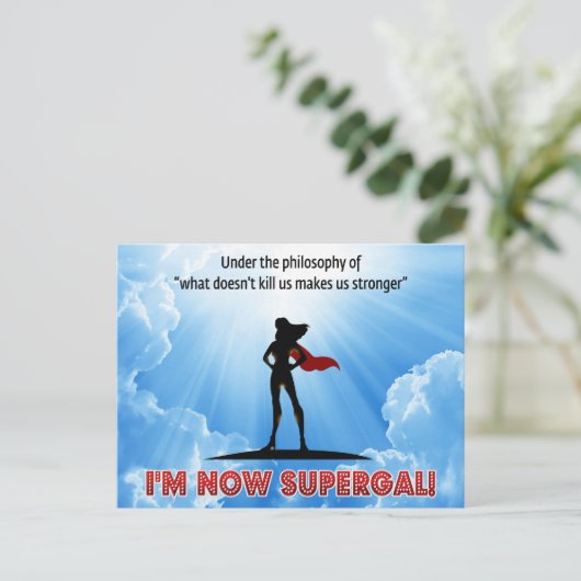 Wat ons niet doodt maakt ons sterker! briefkaart (Staand voorkant)