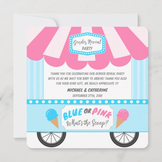 Wat onthult de Scoop Ice Cream Parlor Geslacht Bedankkaart (Voorkant)