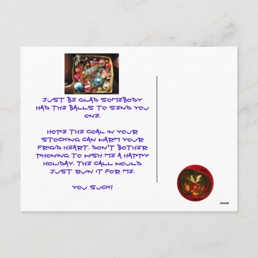 Wat ooit! Kaart voor Kerstmis (Achterkant)