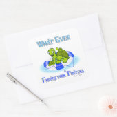 Wat ook drijft je schildpadden 3 vierkante sticker (Envelop)