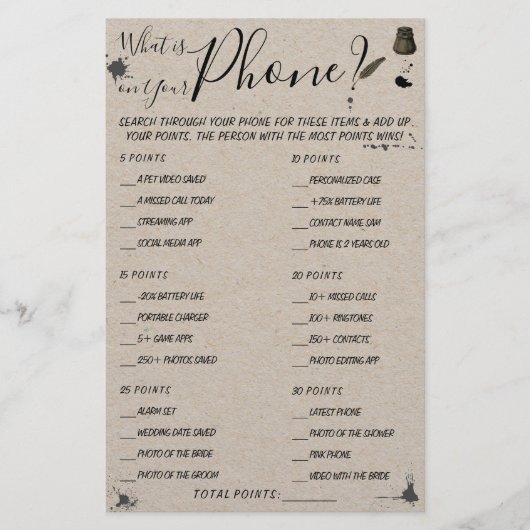 Wat op uw Telefoon | Shower Game Kaart (Voorkant)