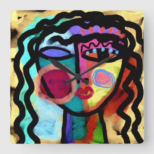 Wat Originele Abstracte Kunst Vierkante Klok (Voorkant)