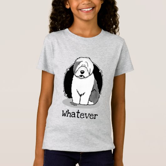 Wat? Oud Engels Sheepdog (Grey 1) Cute T-shirt (Voorkant)